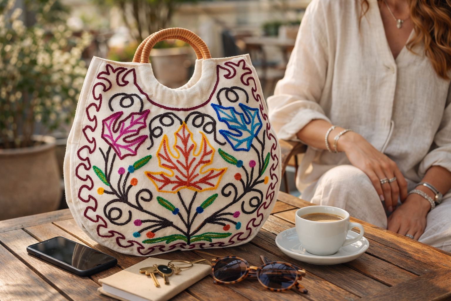 Chinar Bloom Bamboo Tote