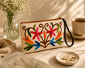 Floral Embroidered Canvas Pouch