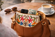 Floral Embroidered Canvas Pouch